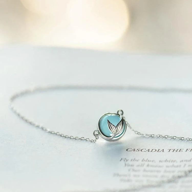 925 Sterling Silver Blue Fish Tail Necklaces