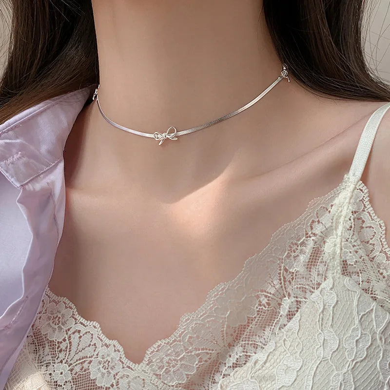 925 Sterling Silver Snake Chokers Necklaces