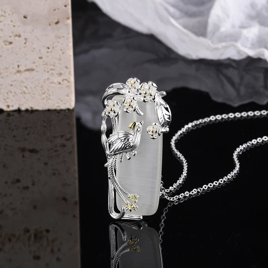 925 Sterling Silver Crystals Flower Necklaces