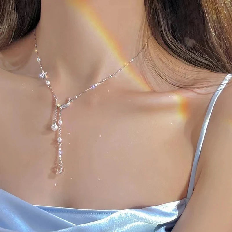 Silver Star Moon Necklace