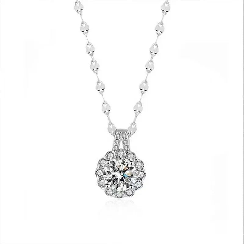 Shiny Zirconia Sunflower Necklace