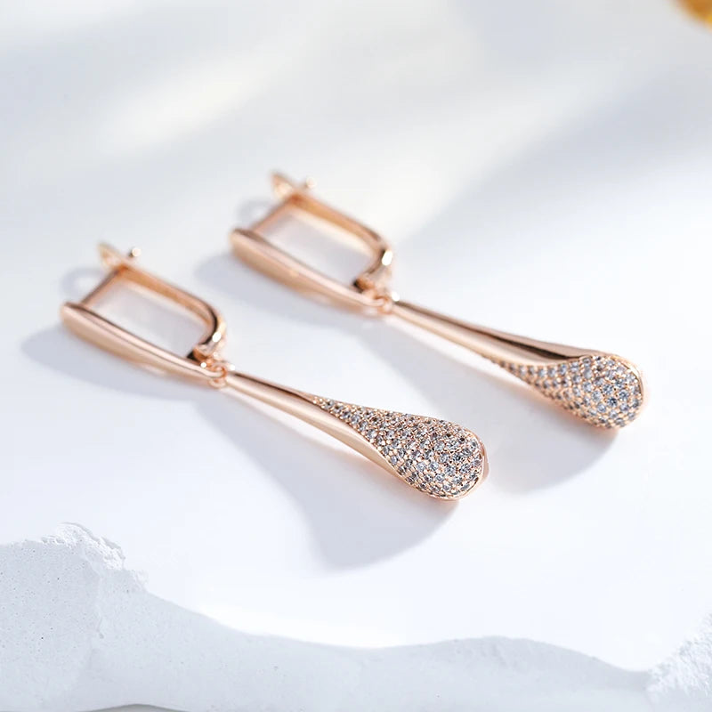 Natural Zircon Long Dangle Earrings