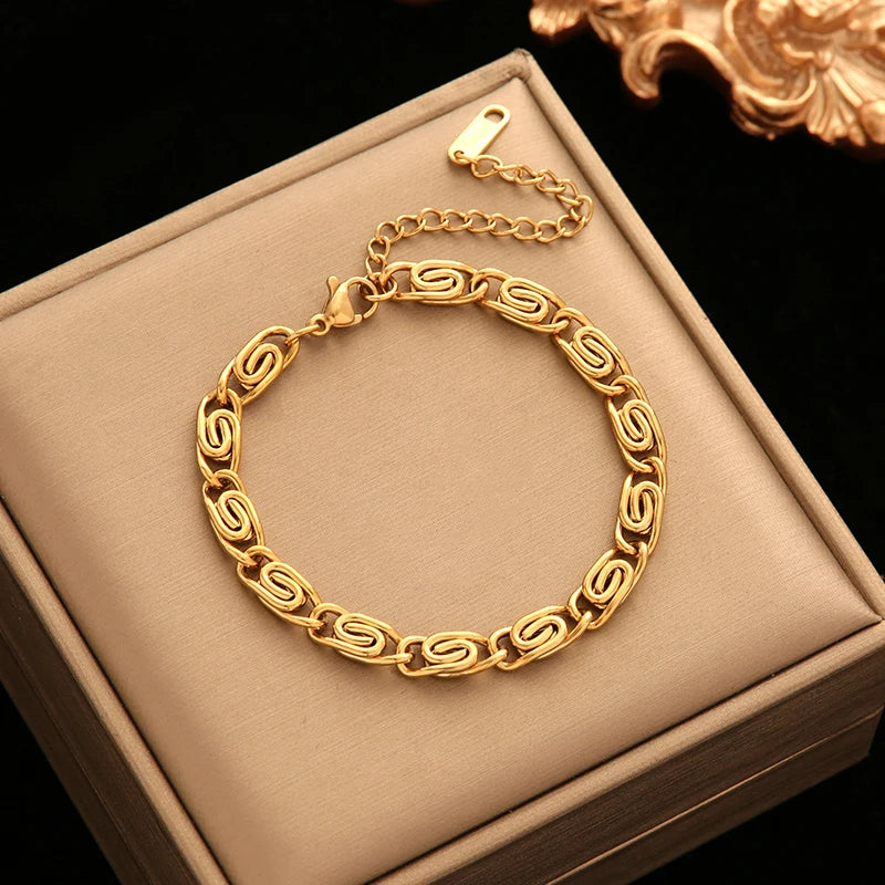 Stainless Steel Necklace Bracelet Set