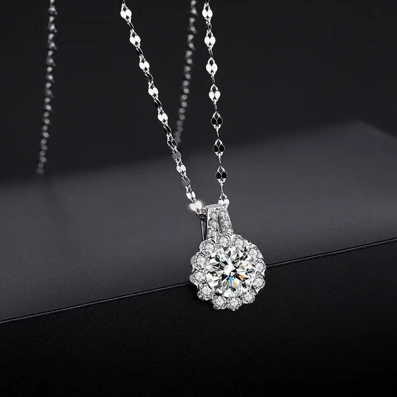 Shiny Zirconia Sunflower Necklace