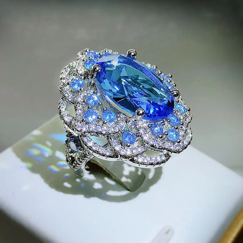 Sparkling Blue Zircon Ring