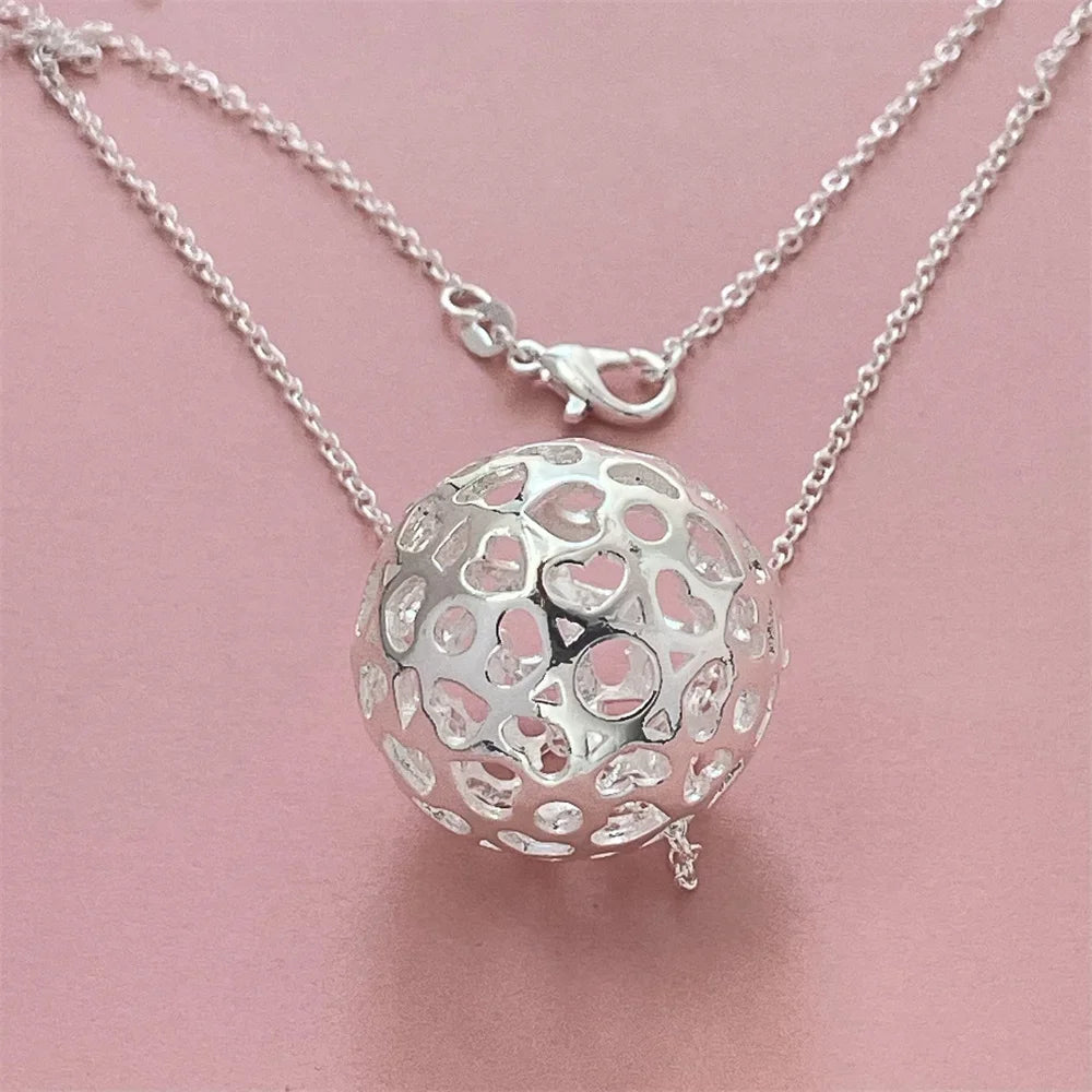 925 Silver Hollow Ball Necklace