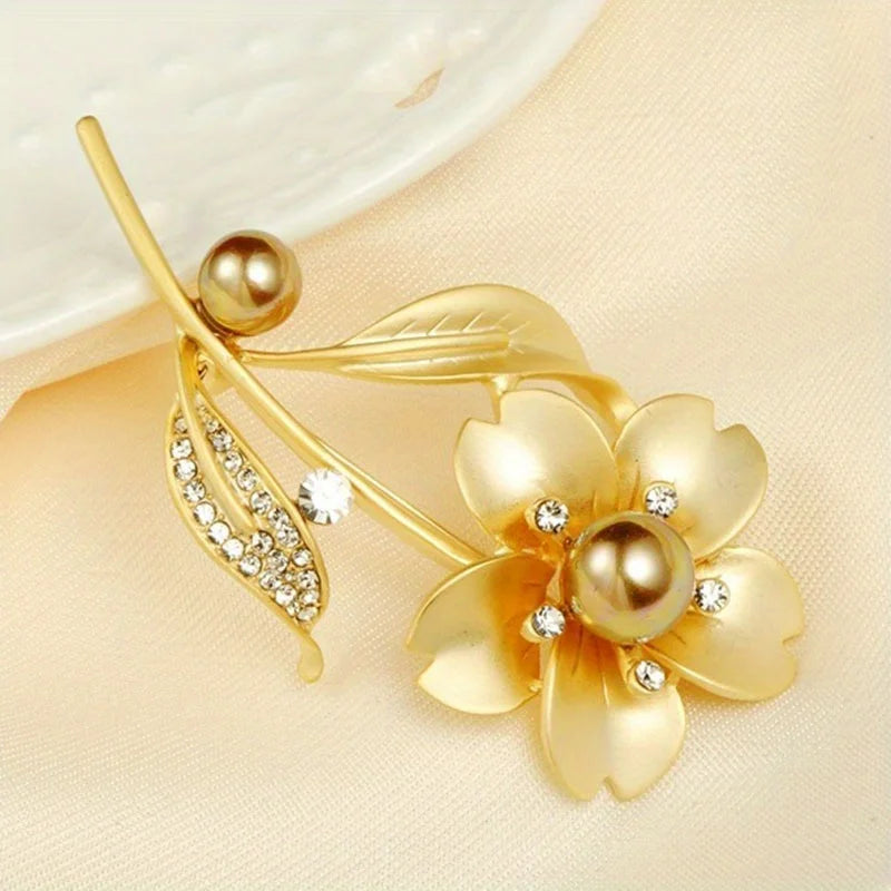 Rhinestone Matte Metal Pin Handmade Brooch