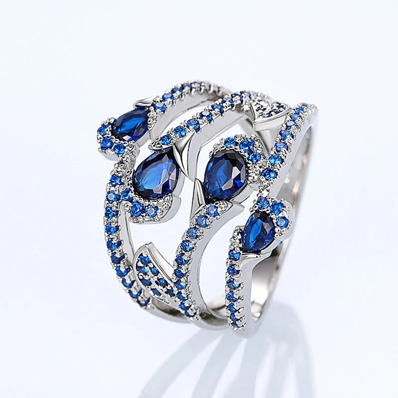 Blue Cubic Zirconia Wedding Rings