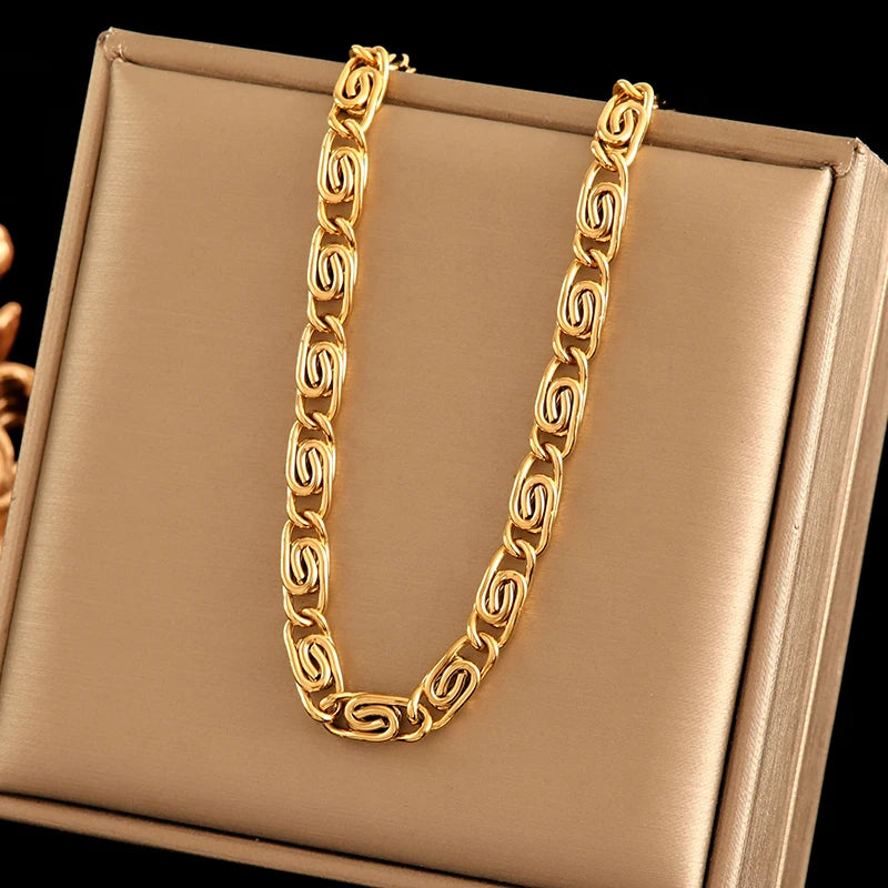 Stainless Steel Necklace Bracelet Set