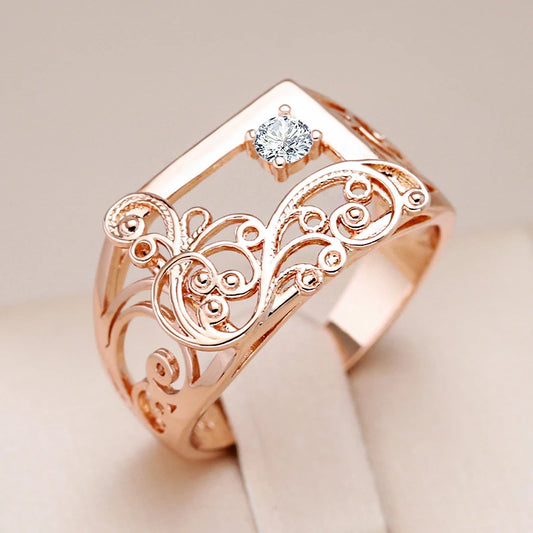 585 Rose Gold Color Square Big Ring