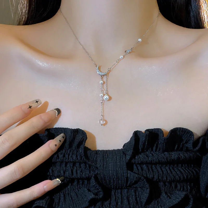 Silver Star Moon Necklace