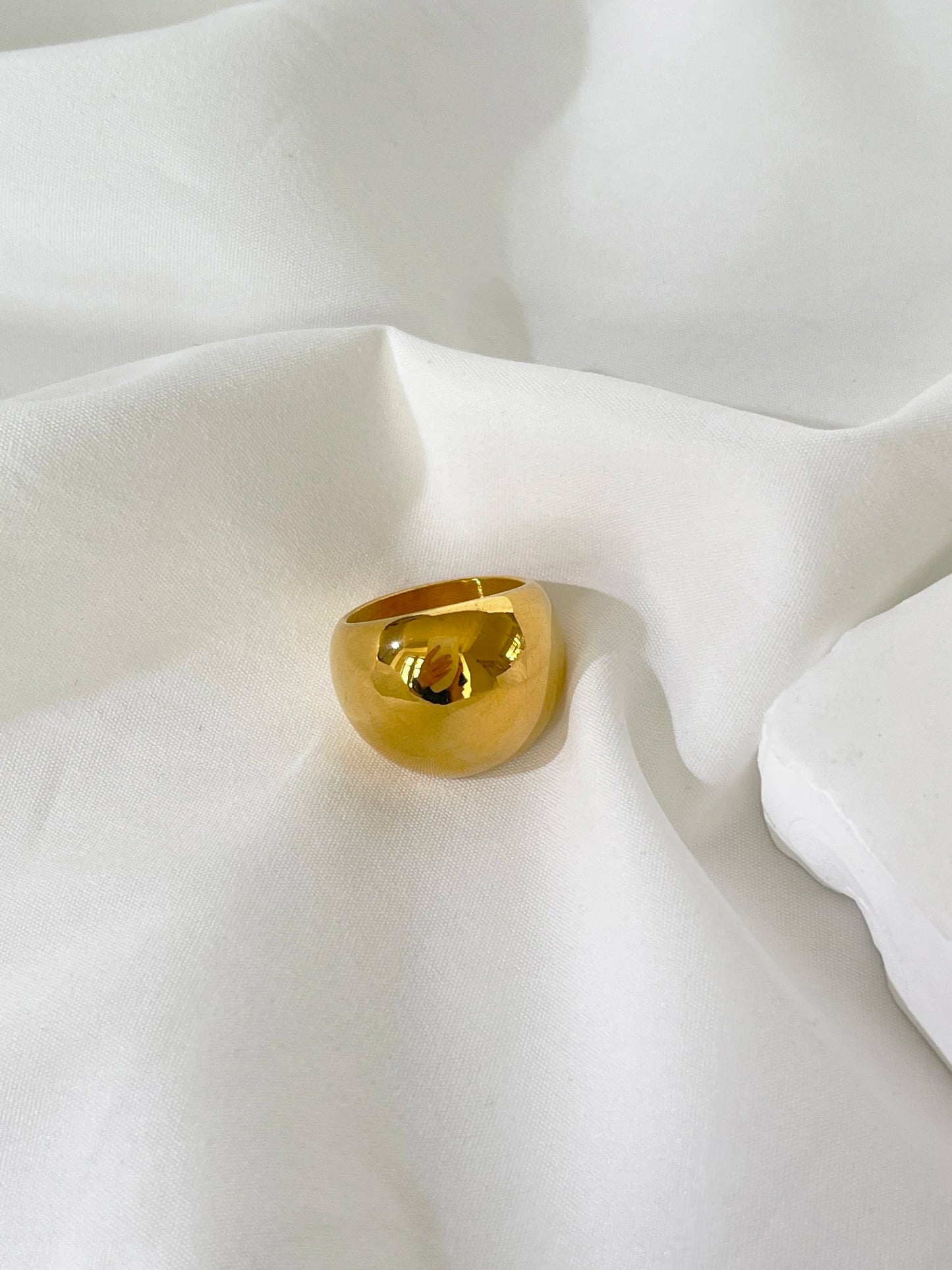 Stainless Steel Solid 18K Gold Plated Dome Ring