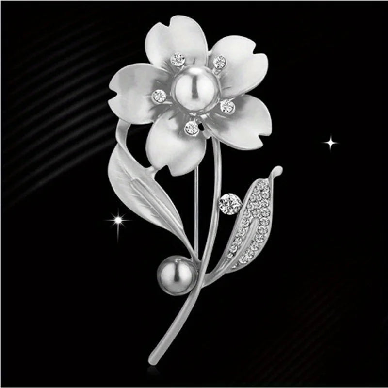 Rhinestone Matte Metal Pin Handmade Brooch