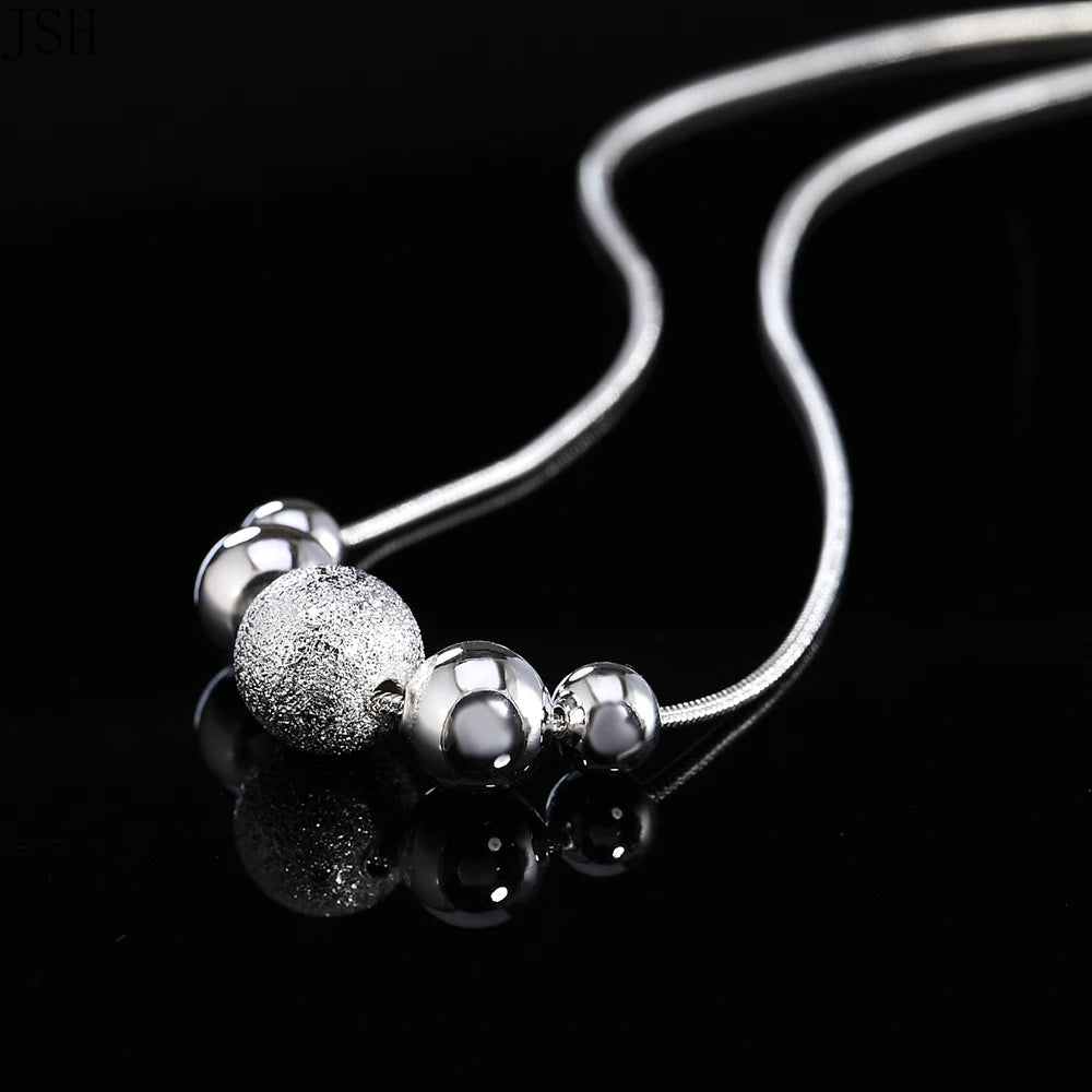 silver lady bead women necklace