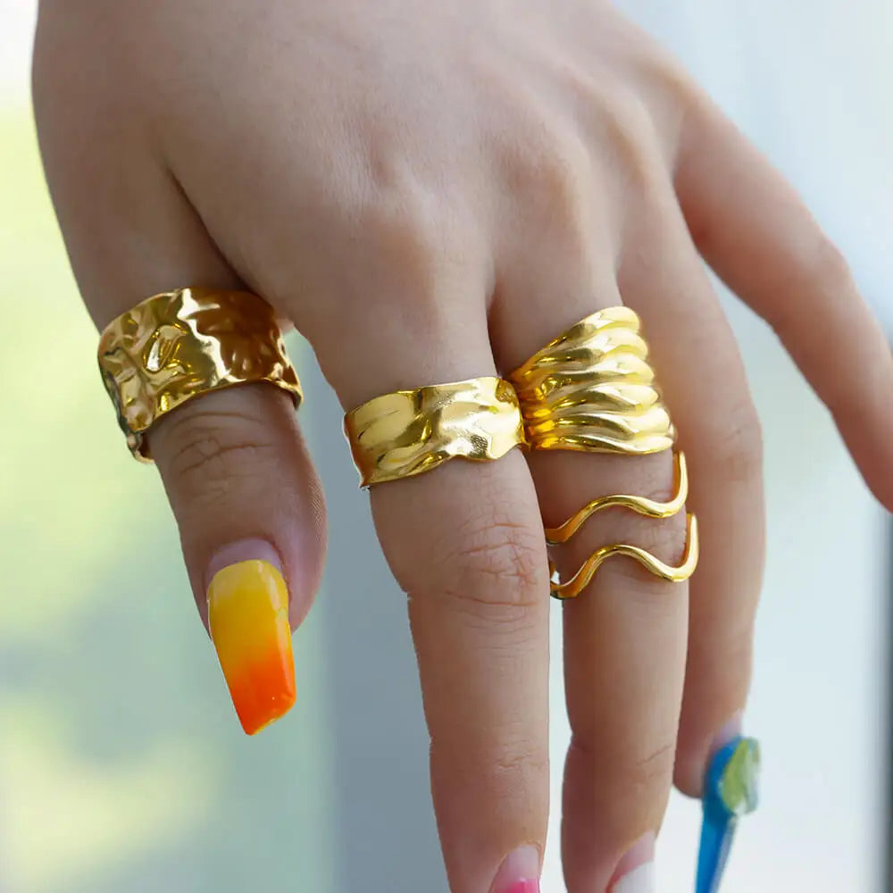 Irregular Stainless Steel Gold Color Rings