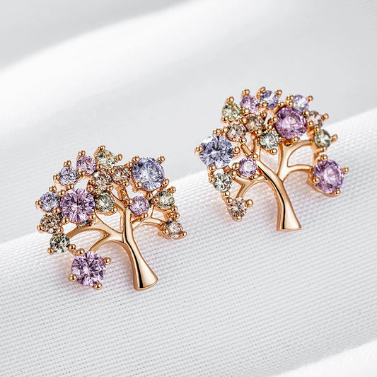 Colorful Lucky Tree Stud Earrings