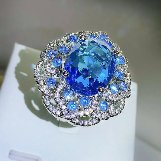 Sparkling Blue Zircon Ring