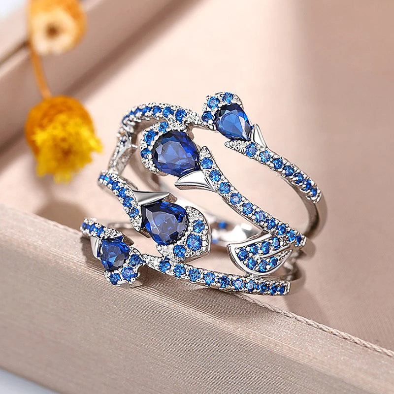 Blue Cubic Zirconia Wedding Rings