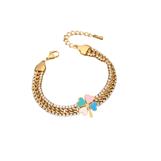 Stainless Steel Zircon Flower Bracelet