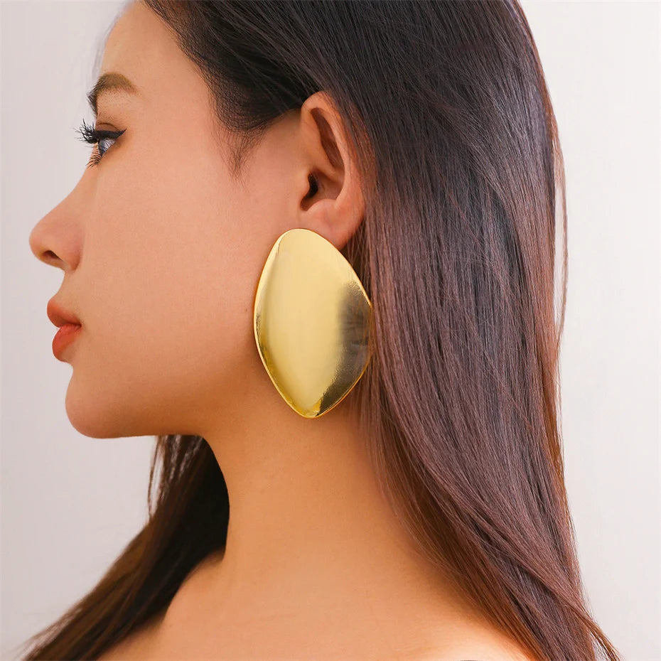 Big Irregular Metal Stud Earrings