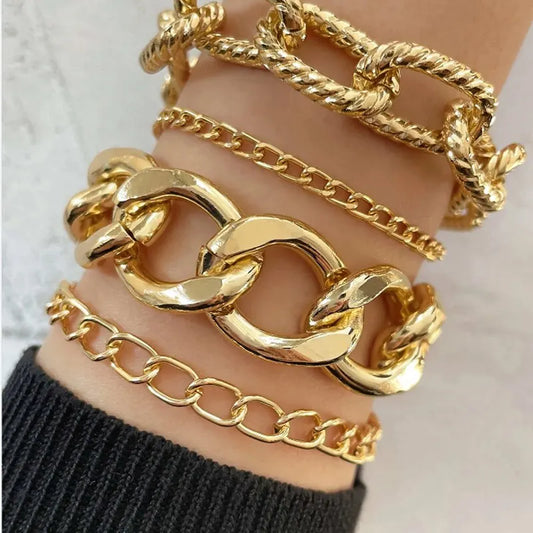 4 PCS link Chain Bracelet Set