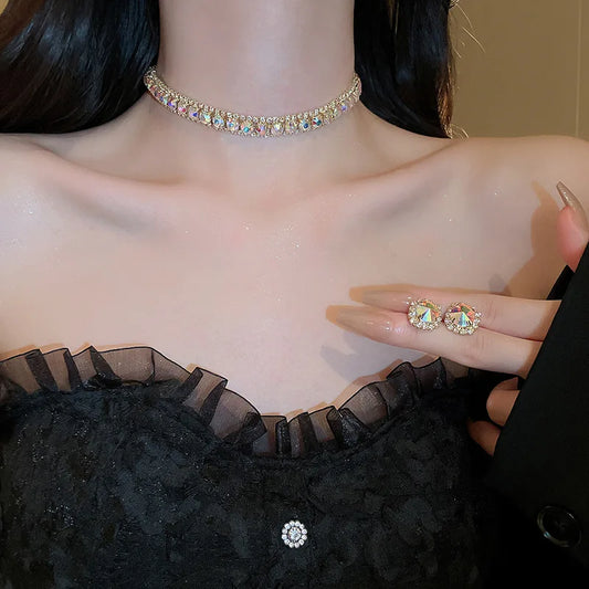 Crystal Necklace Earrings Set