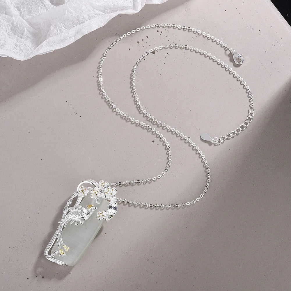 925 Sterling Silver Crystals Flower Necklaces