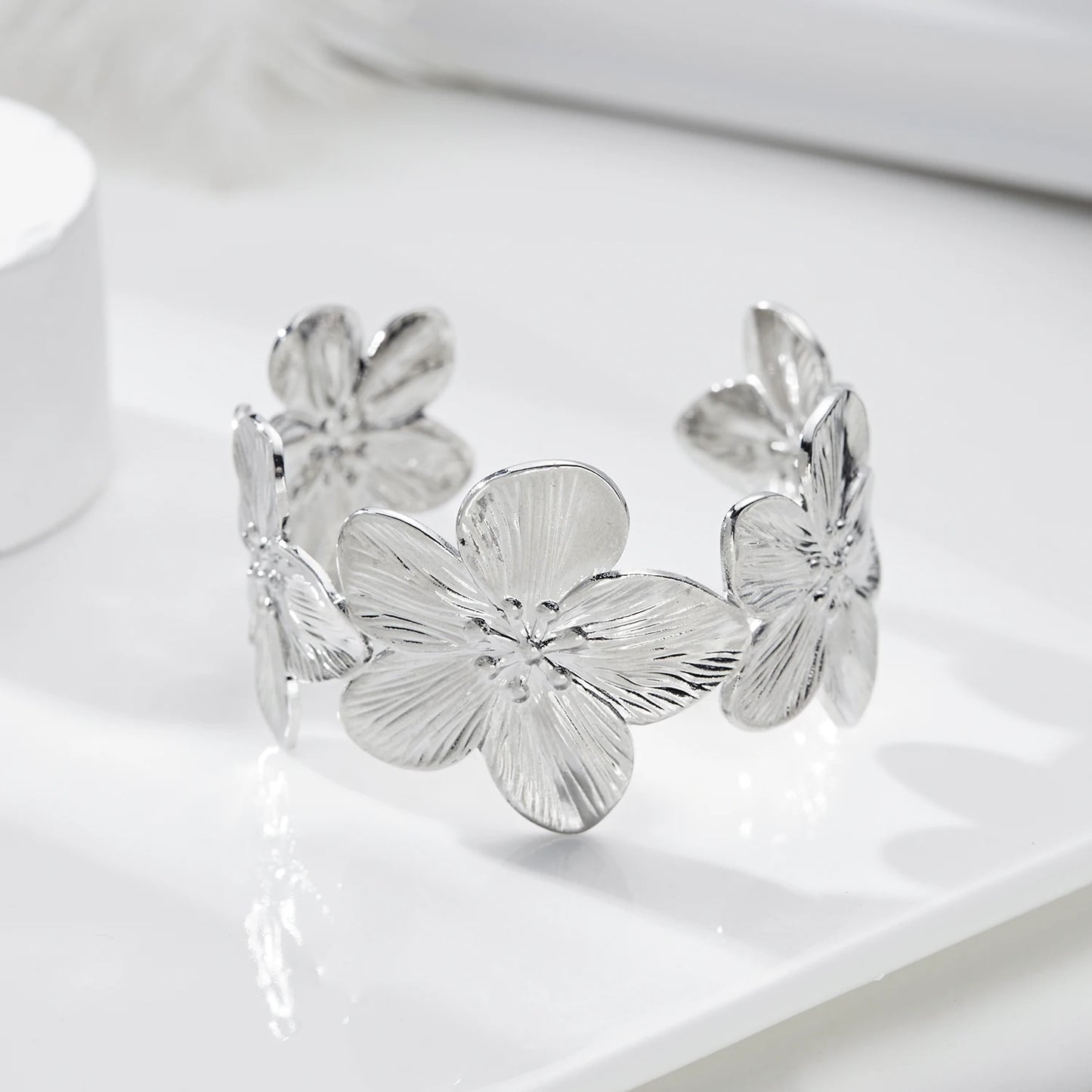 Hollow Flower Butterfly Open Wide Bracelet