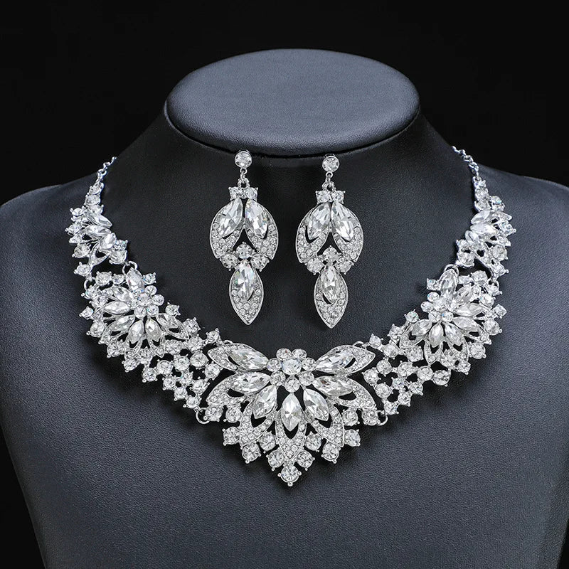 Exquisite Leaves Crystal Jewelry Sets