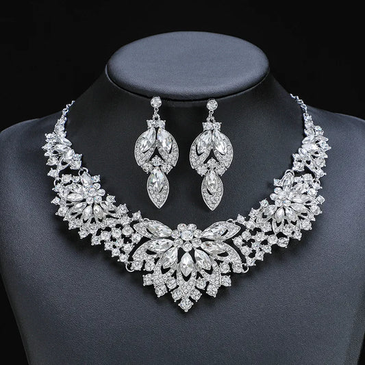 Exquisite Leaves Crystal Jewelry Sets